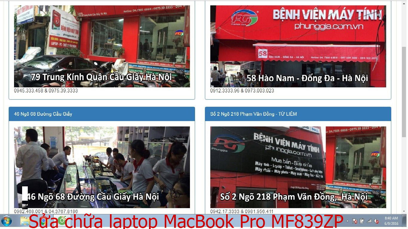 sửa chữa laptop MacBook Pro MF839ZP, MF839ZP/A, MF840