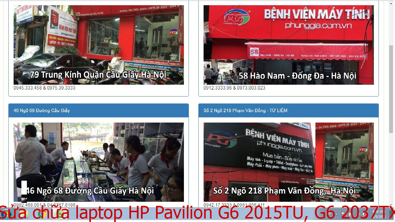 sửa chữa laptop HP Pavilion G6 2015TU, G6 2037TX, G6 2308tx, G6-1001TX